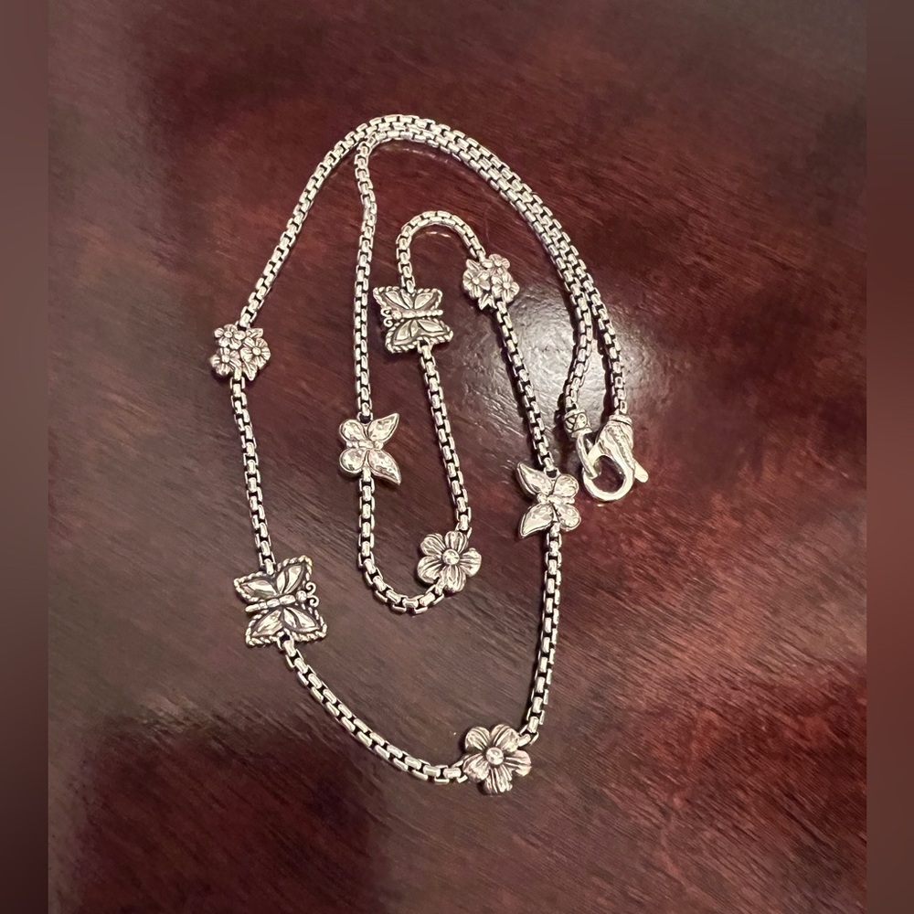 JAI john hardy sterling Silver Butterfly flower Necklace 24 inch new in box!